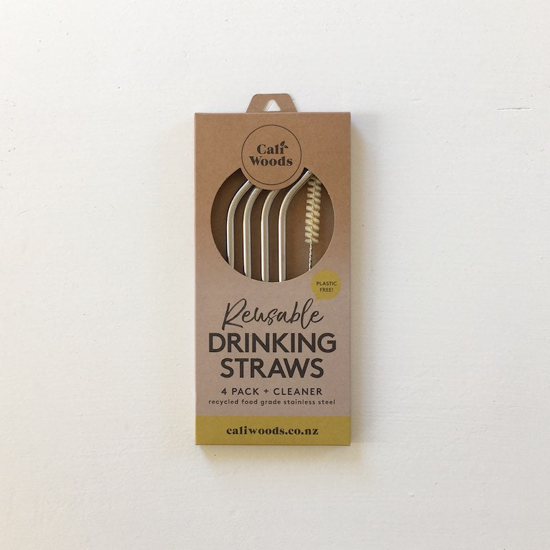 Caliwoods Stainless Steel Bent Drinking Straw Pack NZ