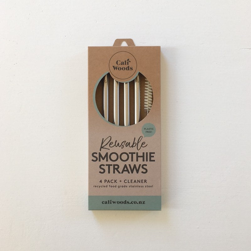 Caliwoods Stainless Steel Smoothie Straw Pack NZ
