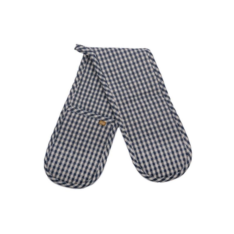 Raine & Humble Gingham Double Oven Glove - Blueberry