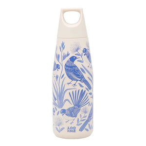 100%NZ Birdsong Blues Drink Bottle on a white background.