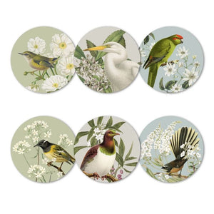 100%NZ Placemats – Birds & Botanicals (Set of 6) laid out on a white background.