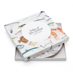 100%NZ Placemats – Fishes of New Zealand (Set of 6) in a box on a white background.