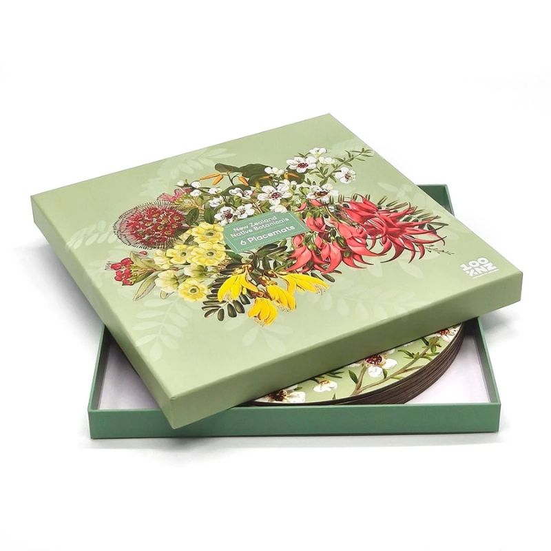 100%NZ Placemats – New Zealand Native Botanicals (Set of 6) on a white background.