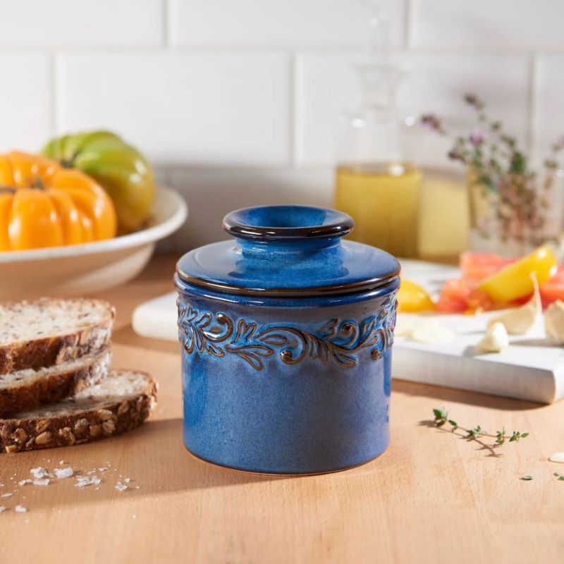 Antique Denim Blue Butter Bell Crock - Butter Storage NZ