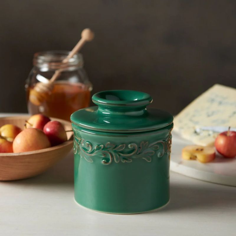 Antique Emerald Green Butter Bell Crock - Butter Storage NZ