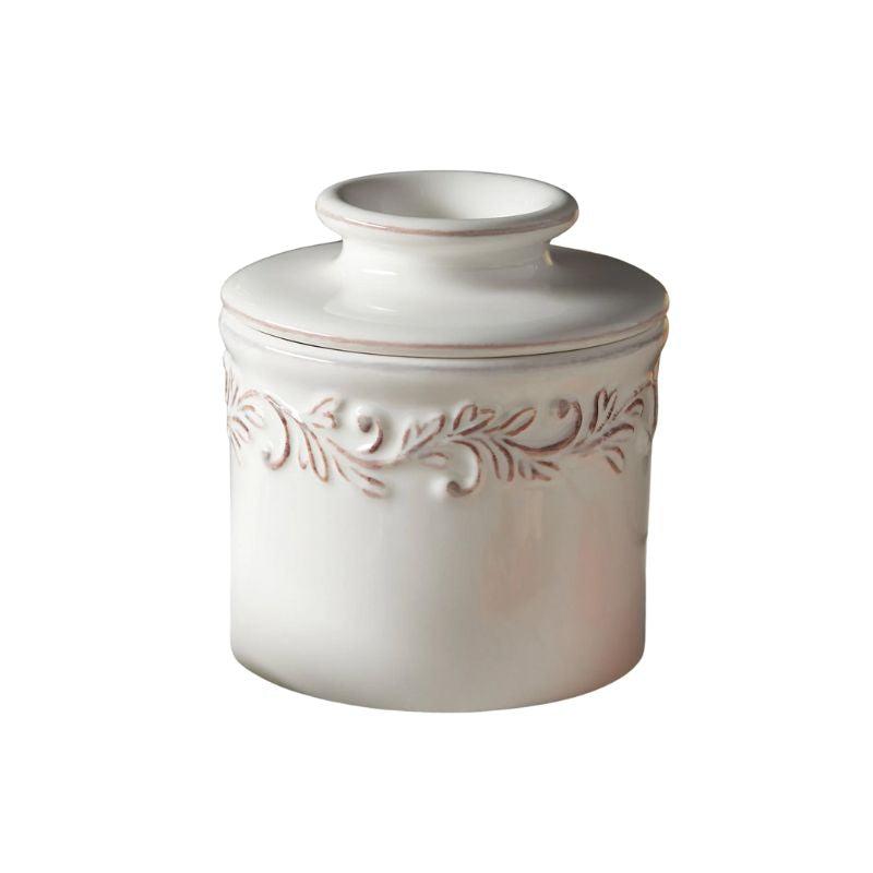Antique White Linen Butter Bell Crock - Butter Storage NZ