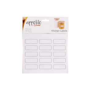 Appetito Kitchen Labels – blank vinyl labels with a black outline.