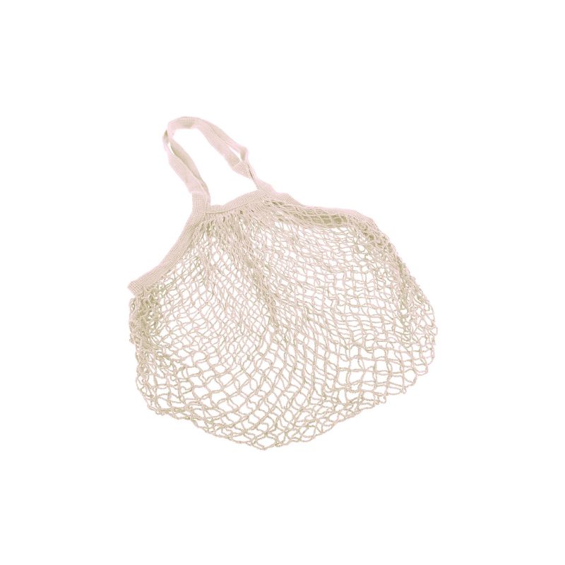 Appetito String Bag with Long Handles shown filled with vegetables and bread on a white background.