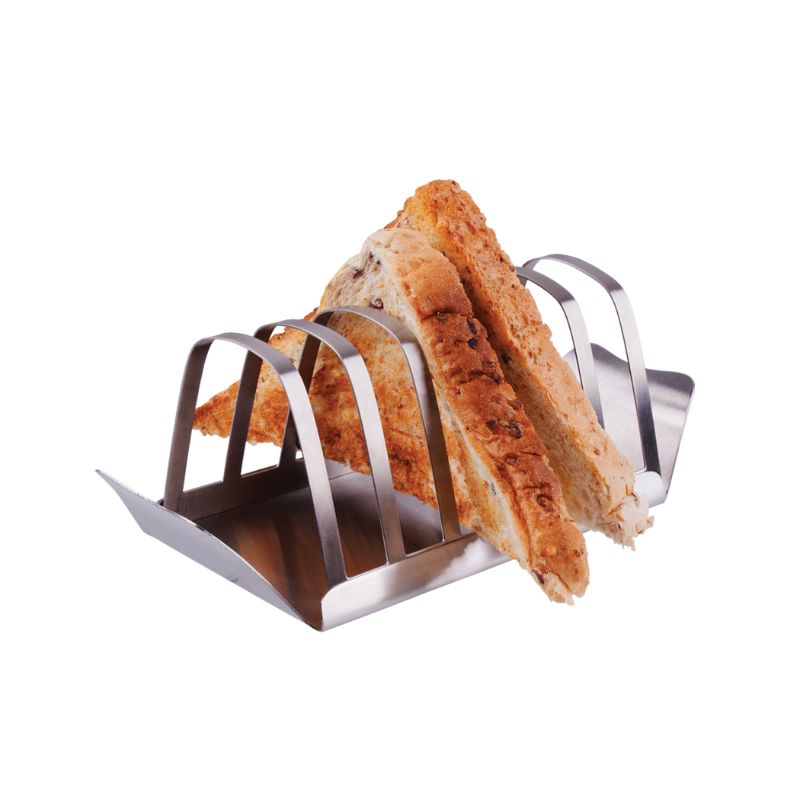 Stainless Steel Toast Rack by Appetito shown with two slices of toast