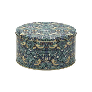 Arts & Crafts William Morris Strawberry Thief medium cake tin shown on a white background.