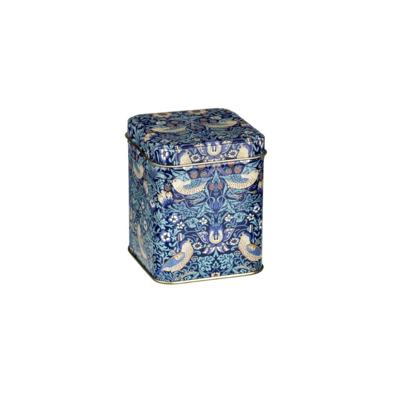 Arts & Crafts Strawberry William Morris Thief Square Tin 100gm shown against a white backround.