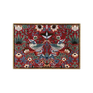 Arts & Crafts William Morris Red Strawberry Thief Chocolate Tin lid shown on a white background.