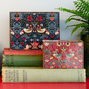 Arts & Crafts William Morris Strawberry Thief Chocolate Tins styled on vintage books.