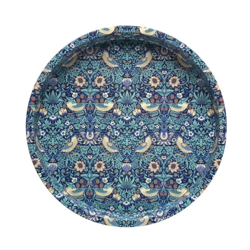 Arts & Crafts William Morris Strawberry Thief Tin Tray shown against a white background.