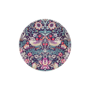 Arts & Crafts Tin Coaster in the strawberry thief design, shown against a white background.