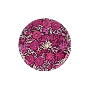 Arts & Crafts Tin Coaster in a pink floral design, shown against a white background.