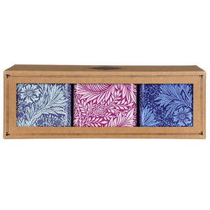 Arts & Crafts Marigold Square Tin Caddies in retail packaging on a white background.