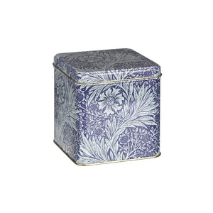 Arts & Crafts Marigold Square Tin Caddy in light blue shown on a white background.