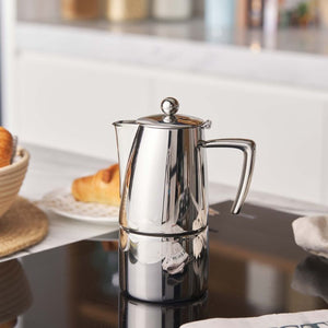 Avanti Art Deco Espresso Maker 200 ml shown on a kitchen bench top with bread.