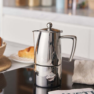 Avanti Art Deco Espresso Maker 300 ml shown on a kitchen bench top with bread.