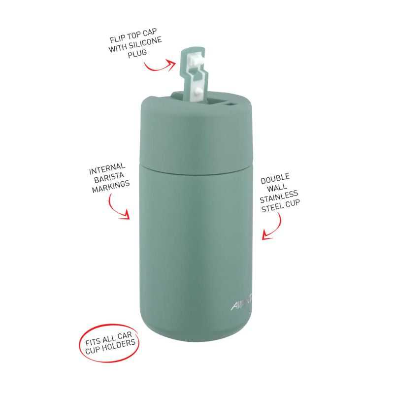Avanti Brew Insulated Travel Cup in Agave on a white background