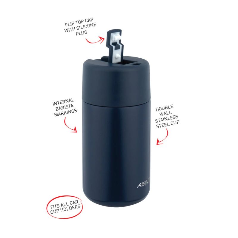 Avanti Brew Insulated Travel Cup in Navy on a white background