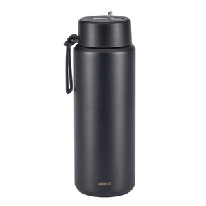 Avanti HydroUltra Vacuum Water Bottle in Black 1 L shown against a white background.