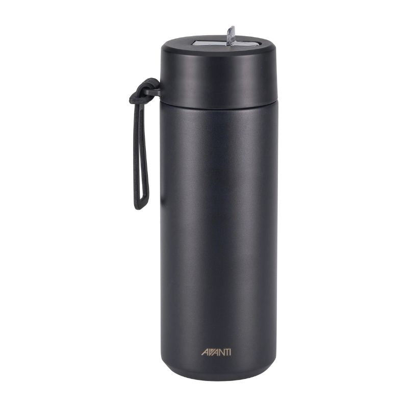 Avanti HydroUltra Vacuum Water Bottle in Black 1 L shown against a white background.