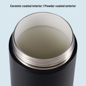 Avanti HydroUltra Vacuum Water Bottle in Black close up to show interior.