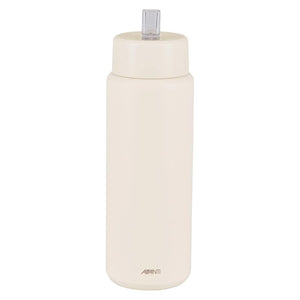 Avanti HydroUltra Vacuum Water Bottle in Sand Dune 1 L shown opened against a white background.