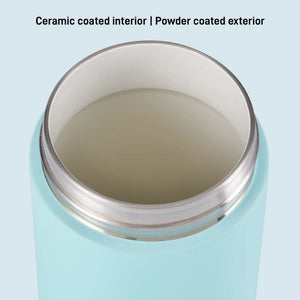 Avanti HydroUltra Vacuum Water Bottle in Sea Breeze Blue close up to show the inside.