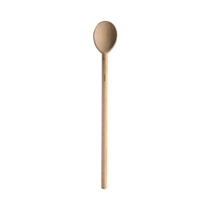 Avanti Regular Beechwood Spoon - 40 cm - long wooden spoon with rounded handle and spoon end on a white background