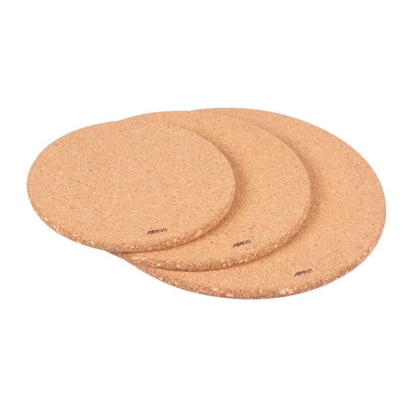 Avanti Round Cork Trivets with Magnets (Set of 3) on a white background