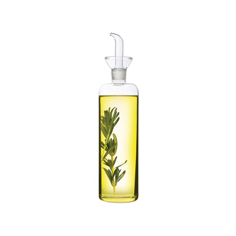 Avanti Slender Glass Oil & Vinegar Cruet filled with olive oil and herbs