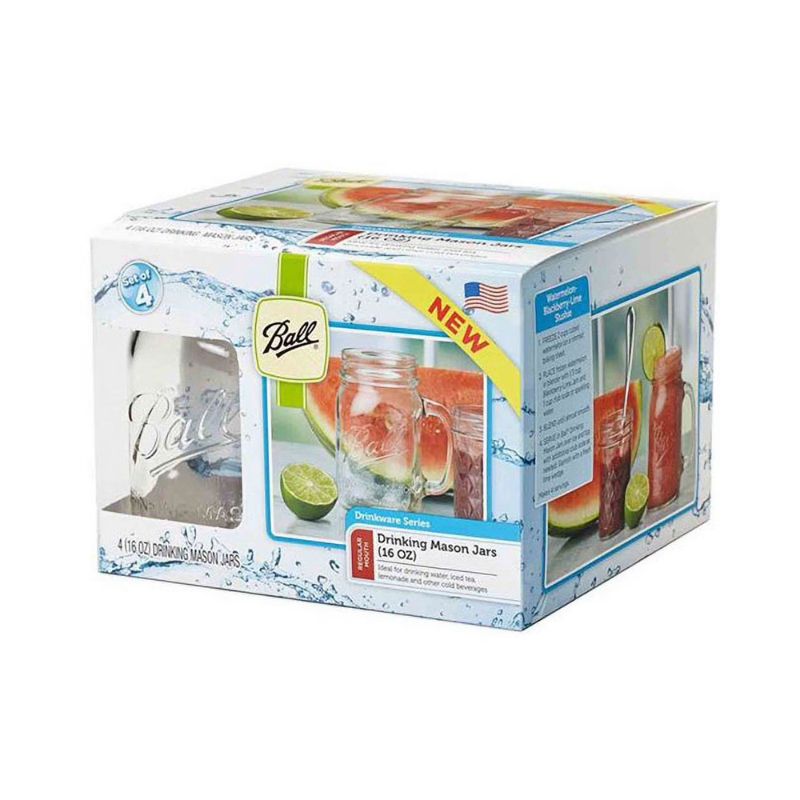 Ball Drinking Mason Jar with Handle shown against a white background