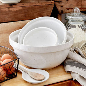 Set of nested casafina Fattoria mixing bowls with rustic kitchen styling - part of our Batter & Mixing Bowls NZ collection