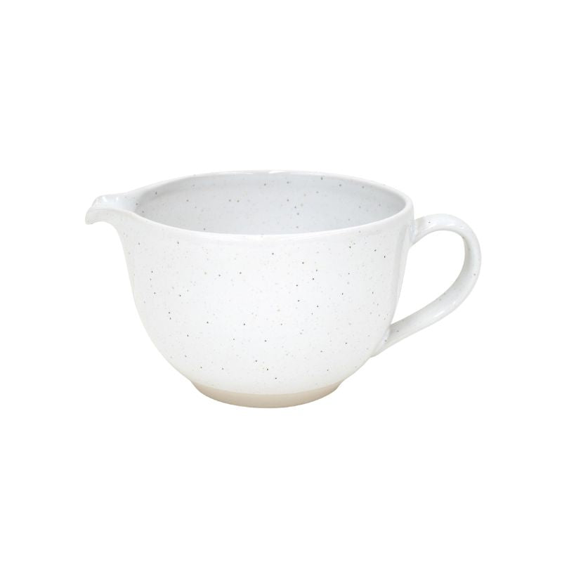 Casafina Fattoria Batter Bowl in white with raw ceramic base, shown on a white background