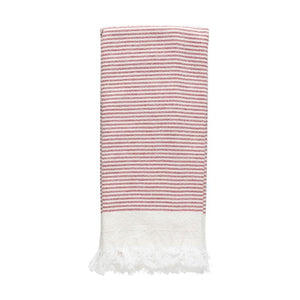 Casafina Terry Stripe Kitchen Towel in Red folded flat on a white background