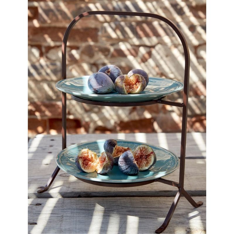 Costa Nova 2-Tier Plate Holder with brown finish shown against a white background - NZ