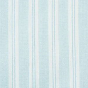 Close up of the Blue Stripe tea towel fabric in the Hydrangea Garden set by Design Imports.