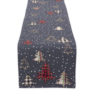 Design Imports Christmas Table Runner – Snow Trees shown against a white background.