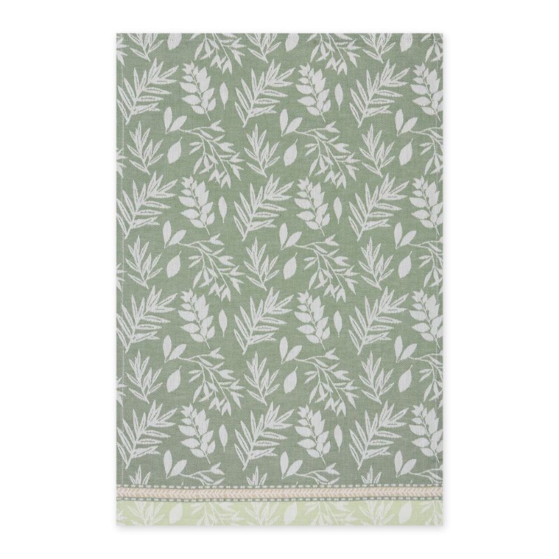 Set of two Design Imports Garden Greens Jacquard Tea Towels on a white background.