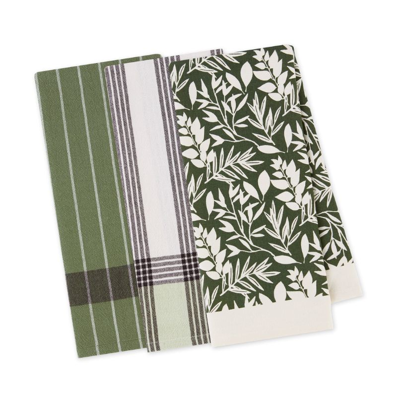 Set of 3 Design Imports Terrarium Flour Sack Tea Towels.