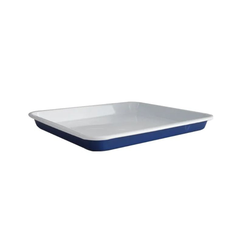 Dishy rectangular baking tray with mineral blue sides - 30 cm.