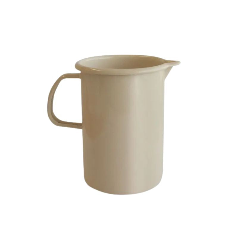 Dishy Enamel Measuring Jug in Almond shown against a white background.
