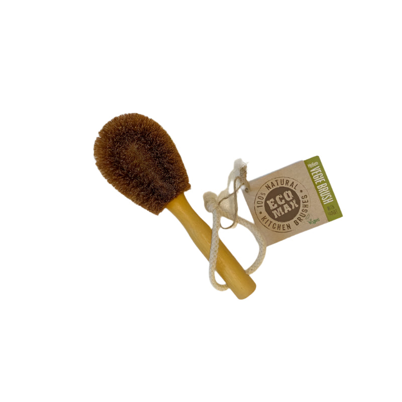 Eco Max Veggie Brush with Handle - natural and plastic-free NZ