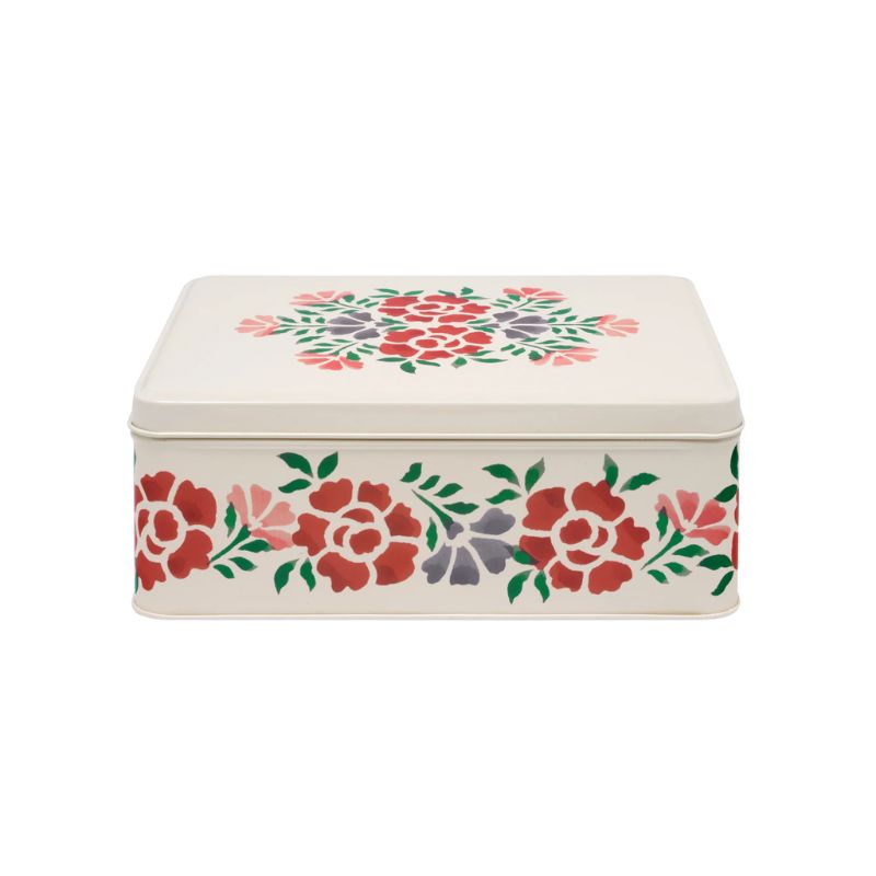 Emma Bridgewater Antique Roses Biscuit Tin - rectangular storage tin with antique rose print.