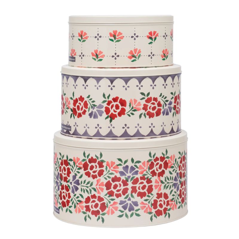 Set of three Emma Bridgewater Antique Roses Cake Tins.