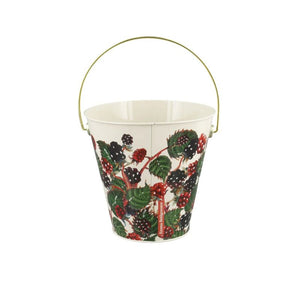 Side view of Emma Bridgewater Blackberries Foraging Bucket on white background.