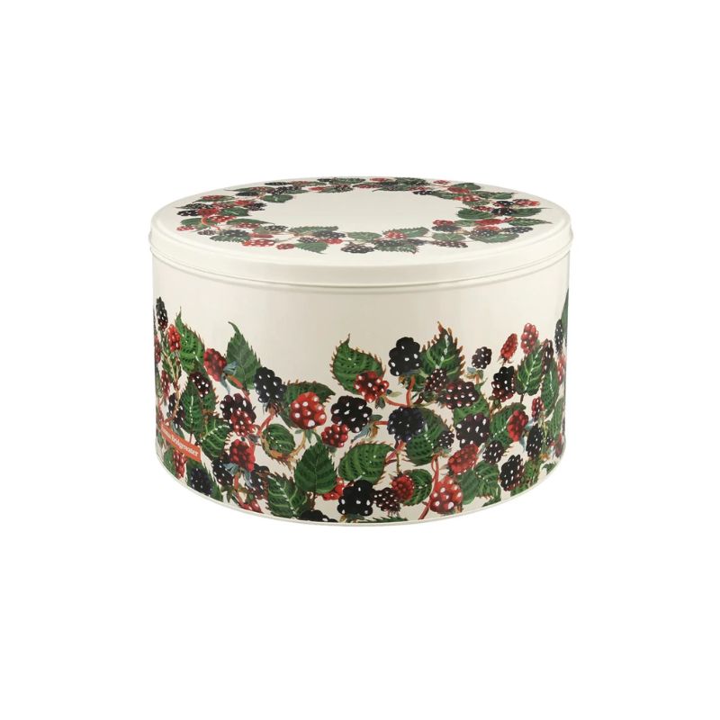 Emma Bridgewater Blackberries Cake Tin large size with blackberry and leaf design.